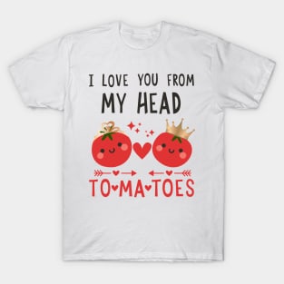 Valentine Day I Love You From My Head Couples Matching Funny T-Shirt